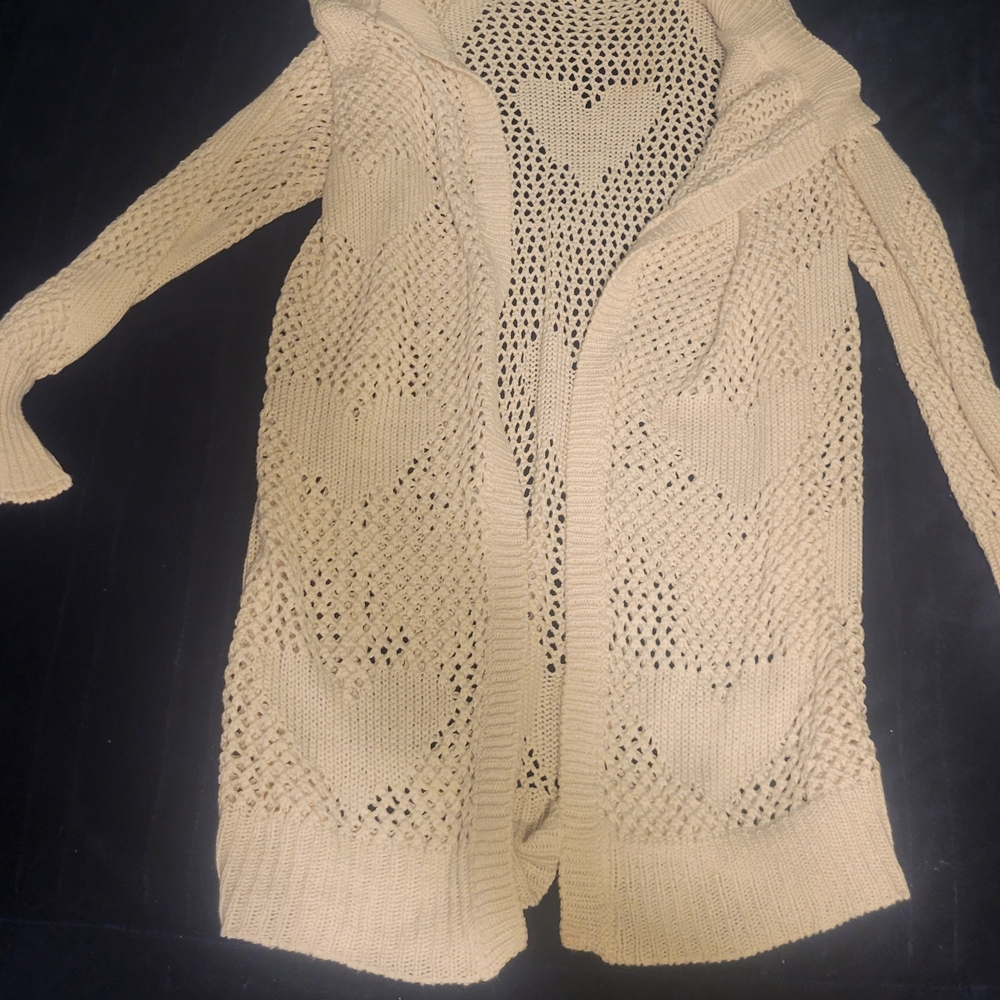 Aeropostale Women's Beige Open-Knit Cardigan